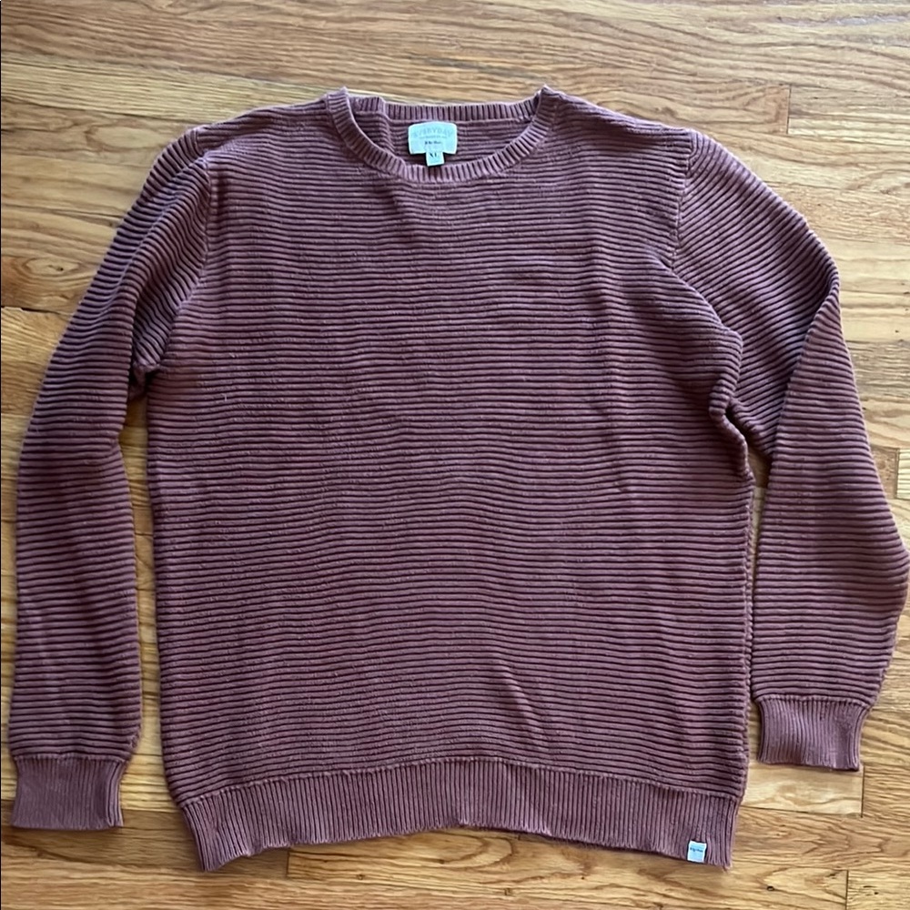 Rhythm Reddish Brown Crewneck Sweater Textured Knit